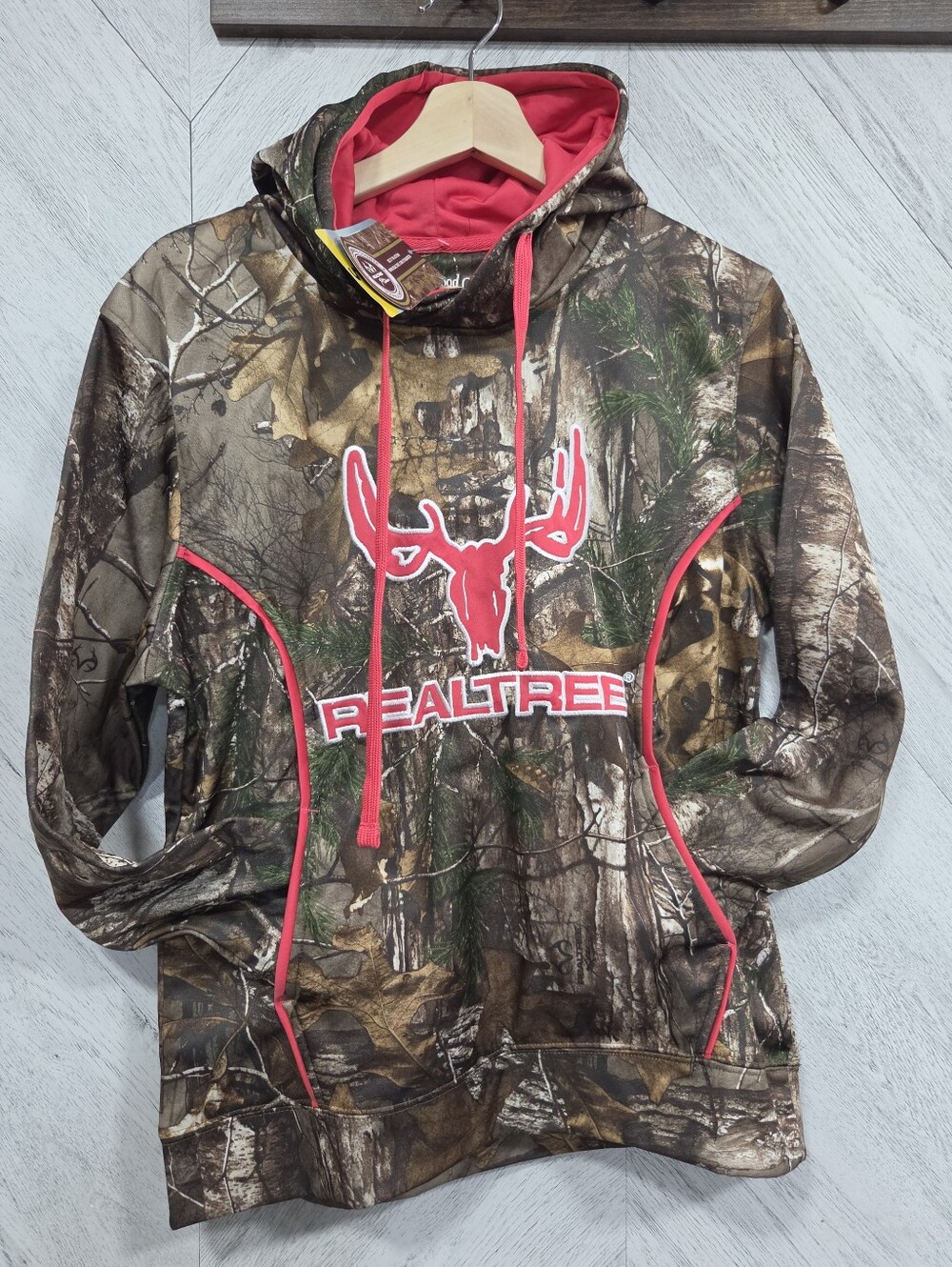 Realtree Camo Hoodie with Pink Accents and Logo Ladies Size Small